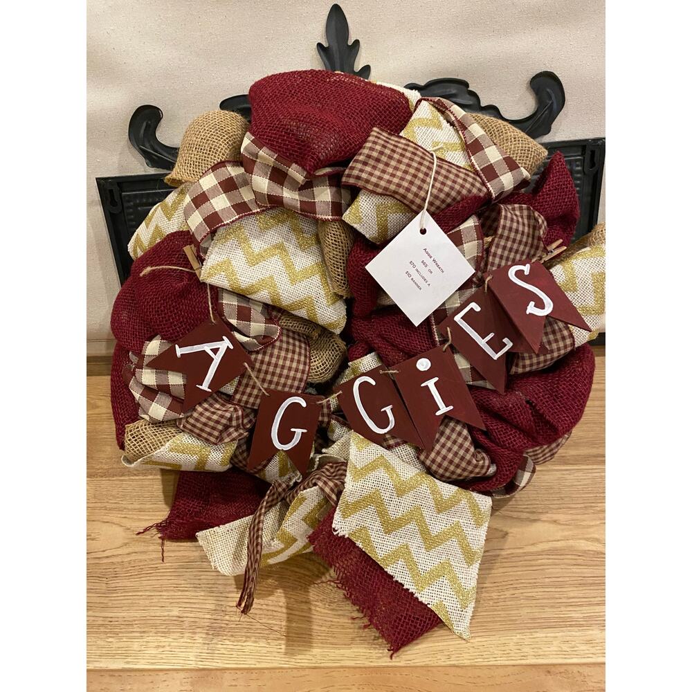 Texas A&M Aggies Custom Made 20” Wreath with Banner